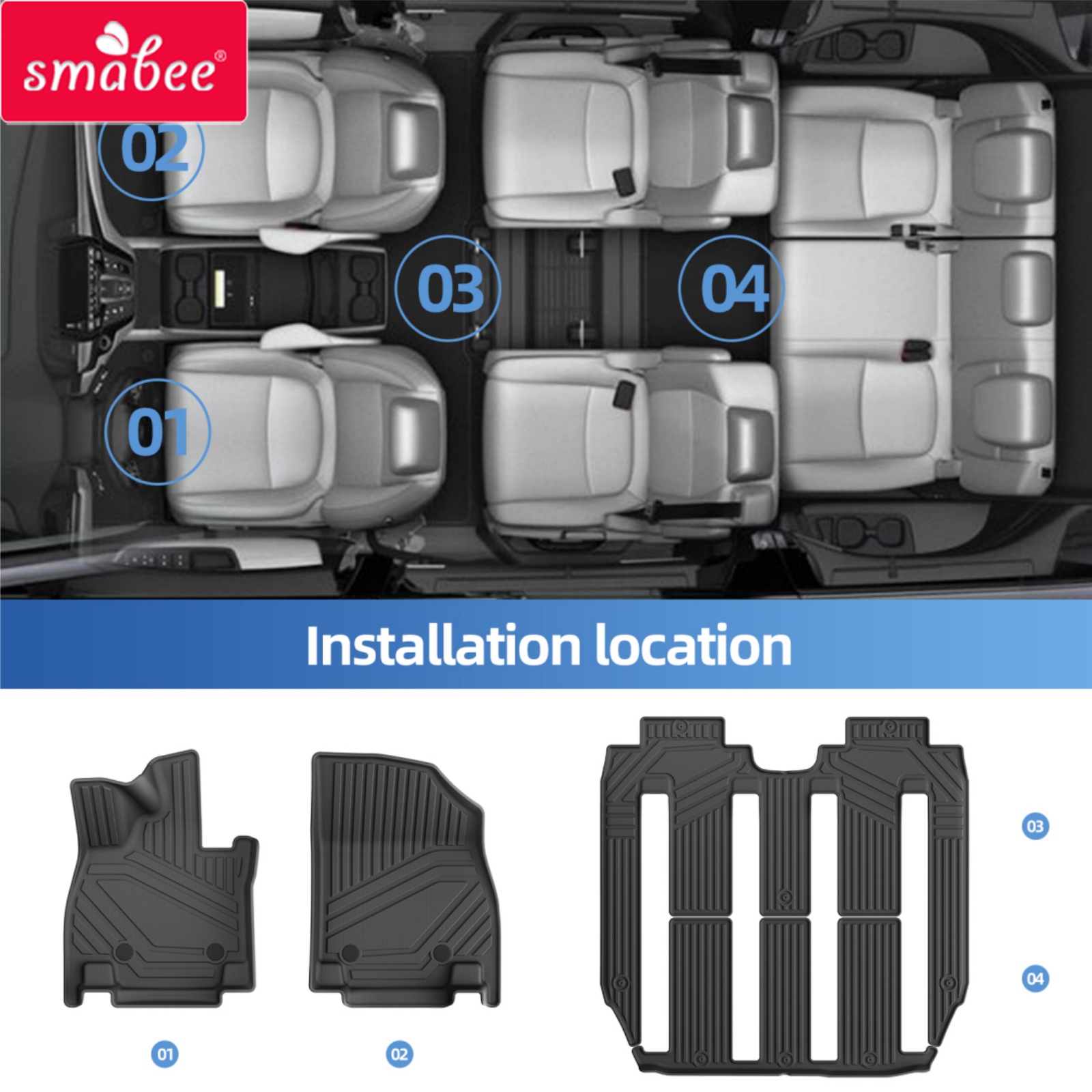 Smabee Left Drive for XPeng X9 - Car Floor Mat 评论和价格