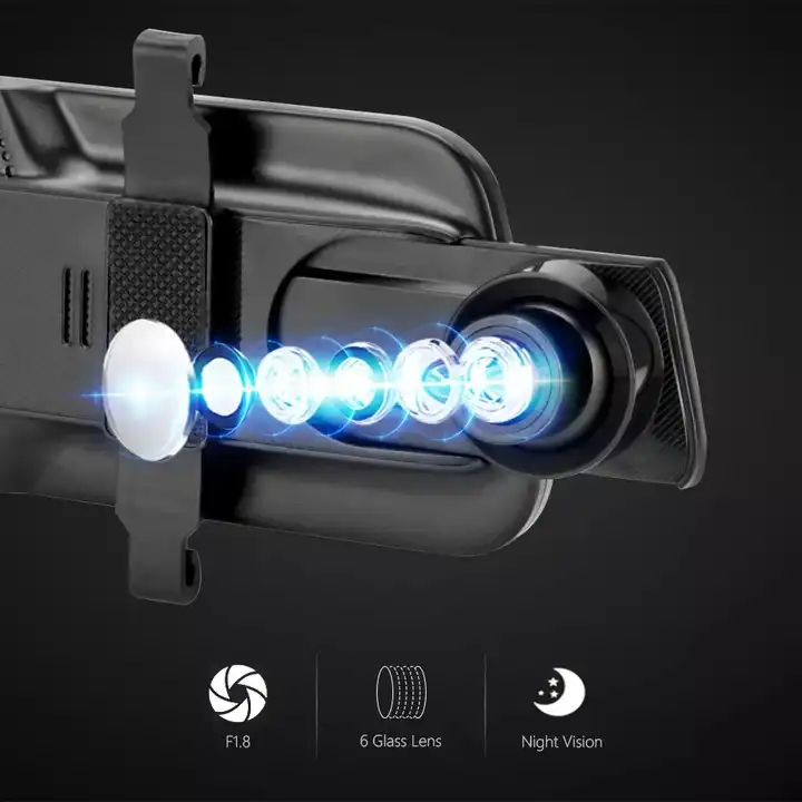 10'' Mirror Dash Cam Night Vis - Car Mirror 评论和价格