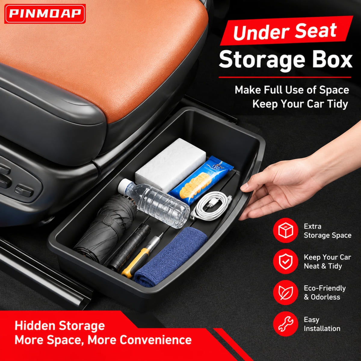 PINMOAP Under Seat Car Storage - Car Cable Organizer 评论和价格