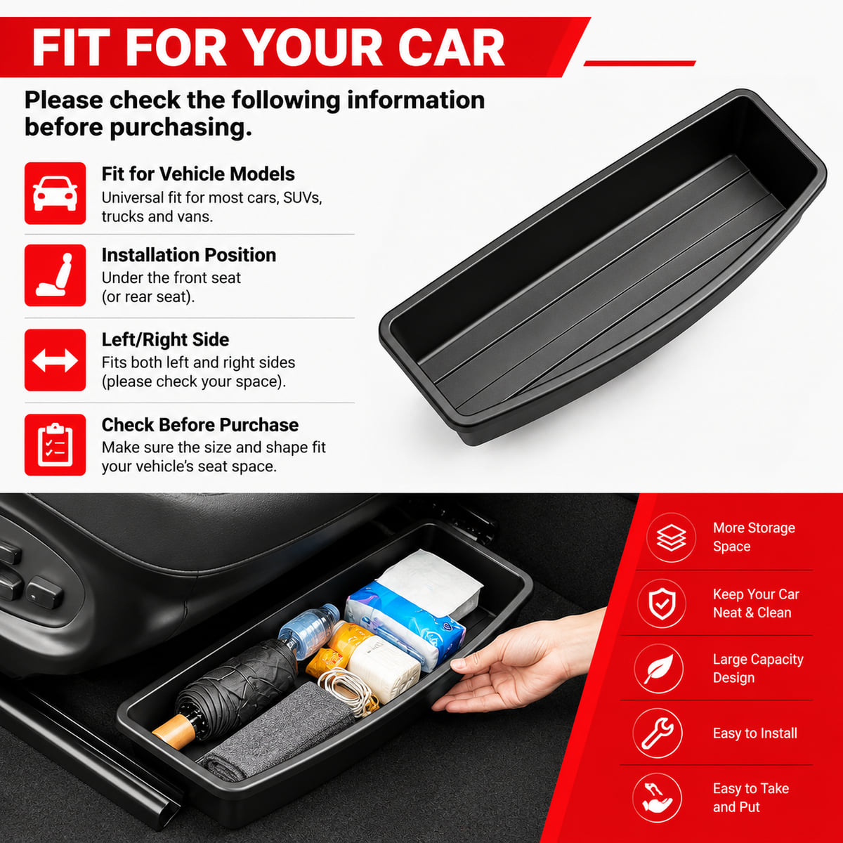 PINMOAP Under Seat Car Storage - Car Cable Organizer 评论和价格